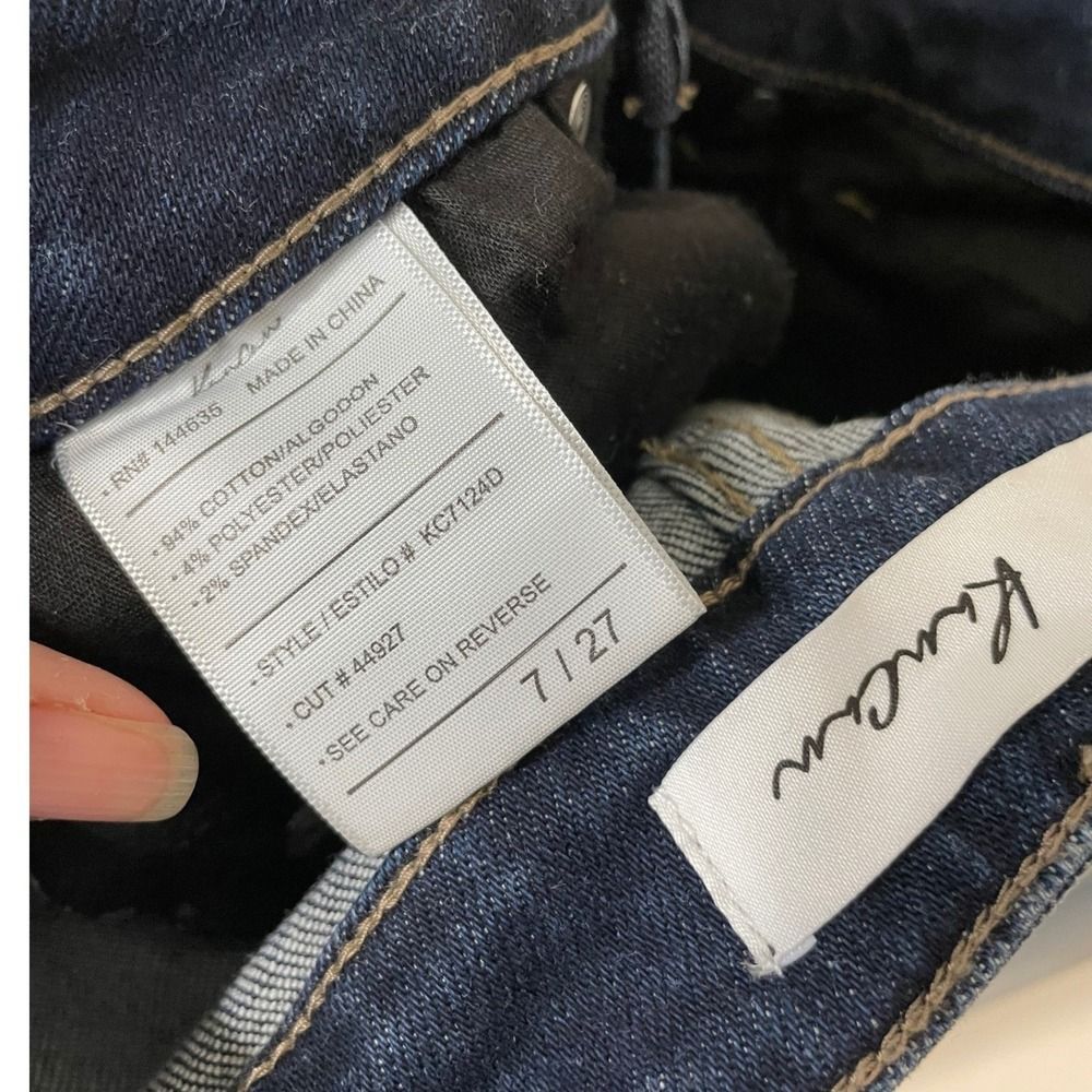 High Rise Flare Jeans W/ 7/27 KanCan Dark Wash Raw Hem KC7124D LN - Picture 6 of 12